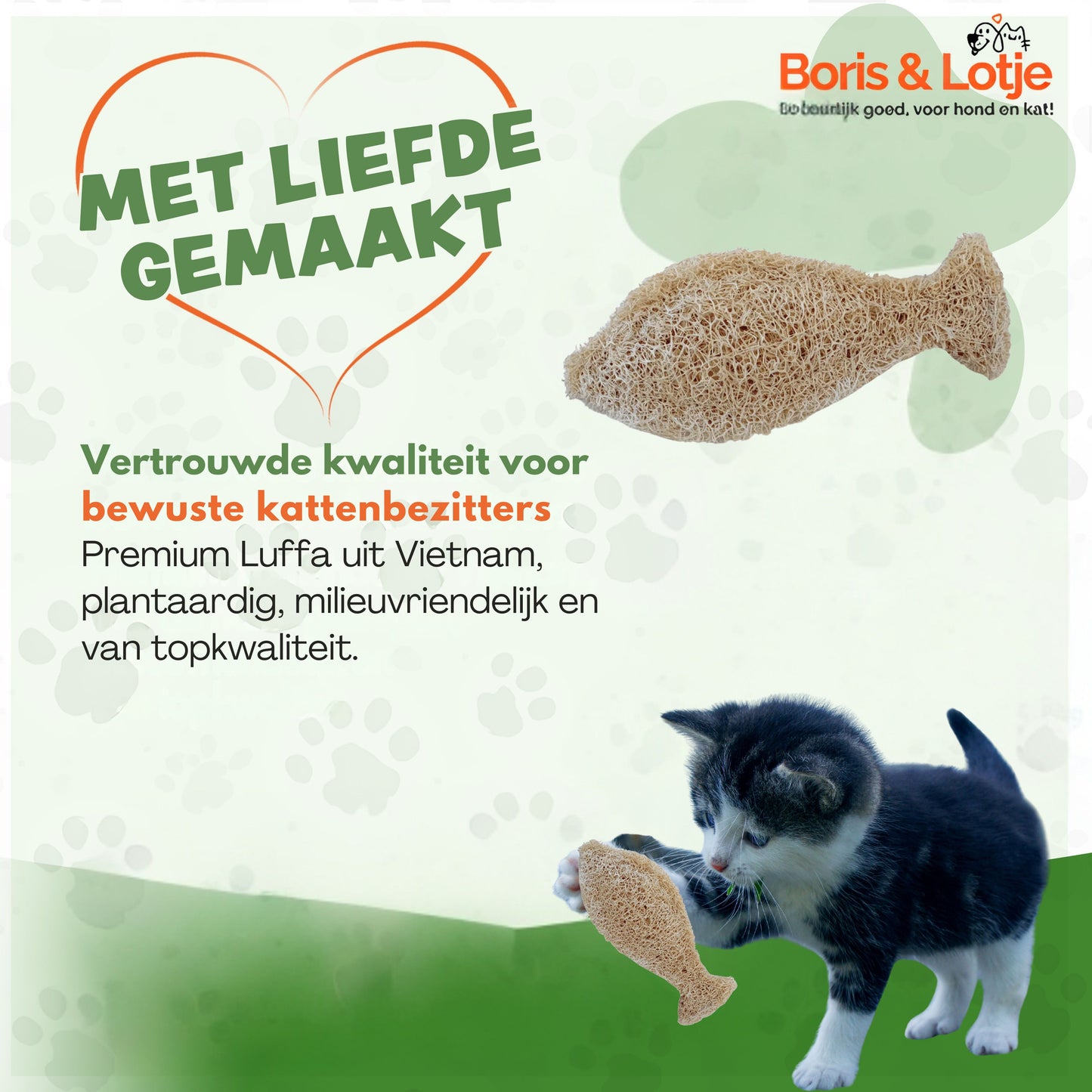 Natuurlijke tandenborstel voor katten - Gemaakt van 100% Luffa