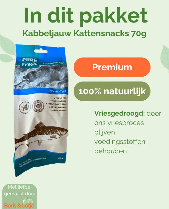 Kabeljauw Kattensnacks 100% natuurlijk 70 gram - Per stuk