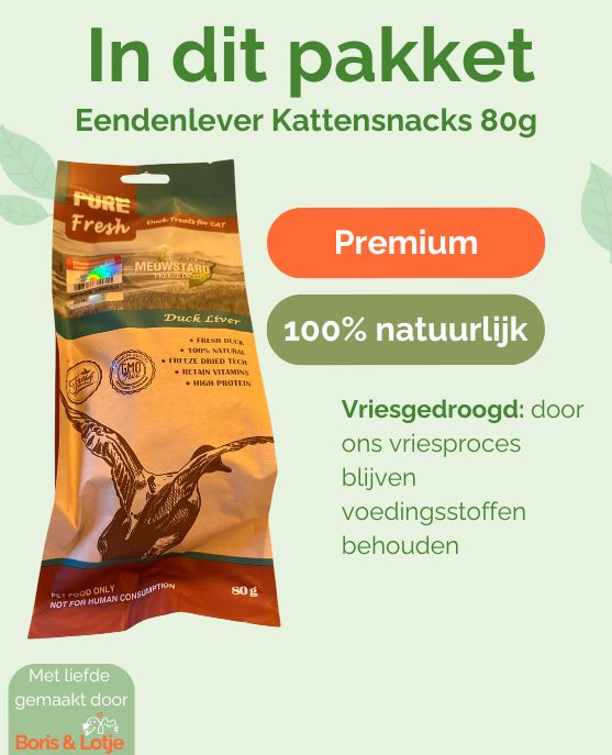 Eendenlever Kattensnacks 100% natuurlijk 70 gram - Per stuk