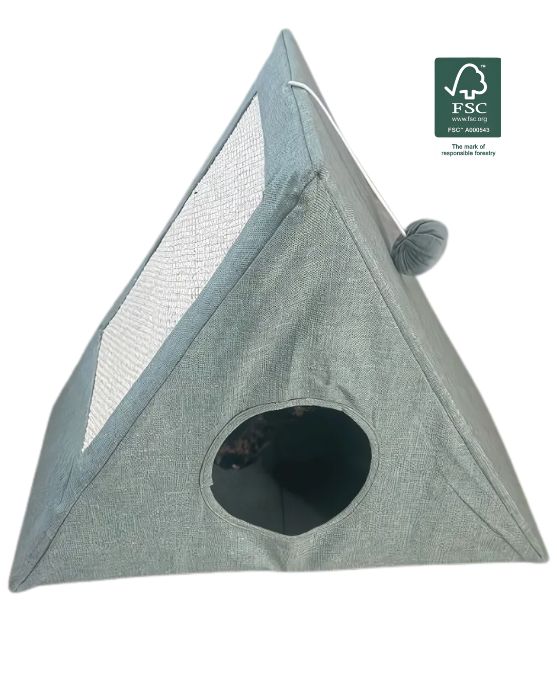 Kattenhuis pyramide met krabmat - 51 x 25 x 40 cm