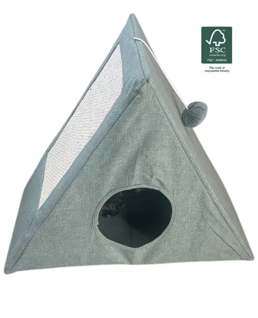 Kattenhuis pyramide met krabmat - 51 x 25 x 40 cm