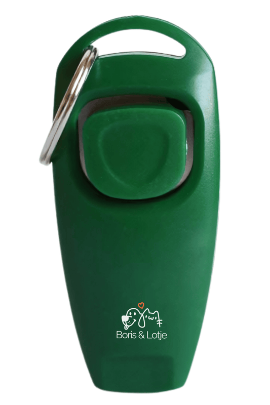 Clicker dog with whistle Green stainless steel - Per piece