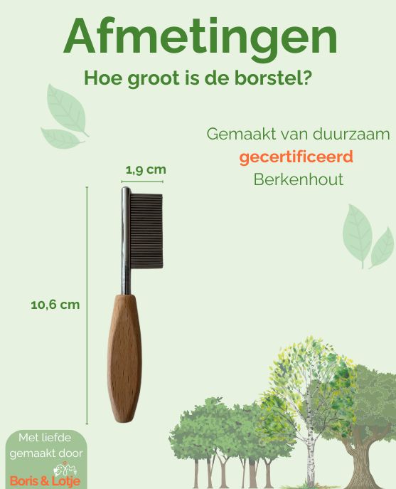 Gezichtskam hond 10,6 x 1,9 cm Duurzaam berkenhout - Per stuk