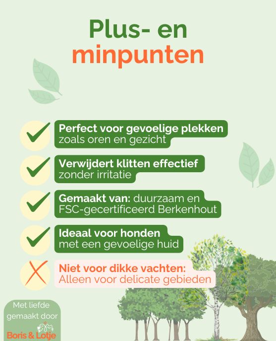 Gezichtskam hond 10,6 x 1,9 cm Duurzaam berkenhout - Per stuk