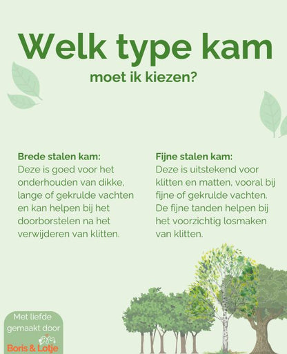 Hondenkam Brede stalen tanden 20,4 x 4 cm Duurzaam berkenhout - Per stuk