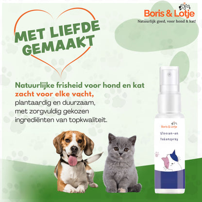 Vlooienspray en tekenspray voor hond en kat - 100% Natuurlijk