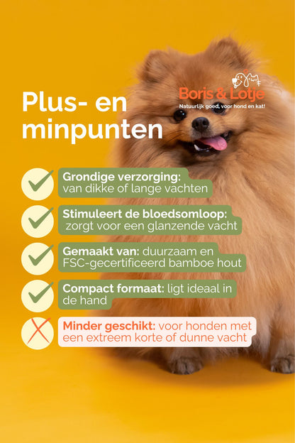 Hondenborstel met lange pinnen 18 x 12 cm Duurzaam Bamboe hout - Per stuk