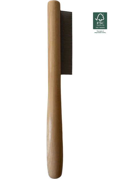 Hondenkam Fijne stalen tanden 20,4 x 3,2 cm Duurzaam berkenhout - Per stuk