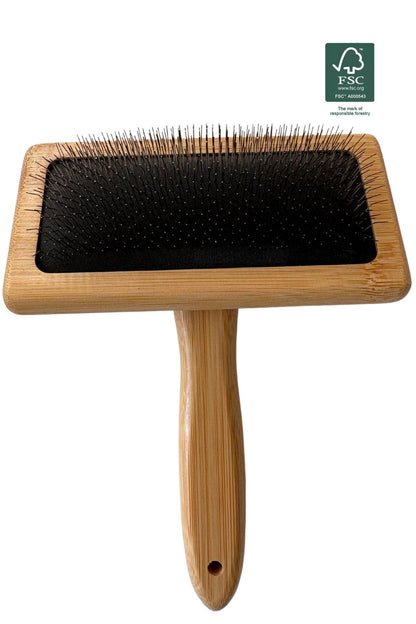 Hondenborstel met lange pinnen 18 x 12 cm Duurzaam Bamboe hout - Per stuk