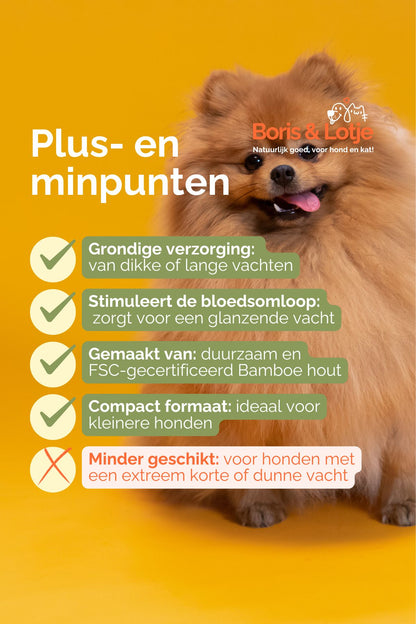 Dog Brush with Long Pins 15.4 x 6.7 cm Sustainable Bamboo Wood - Per Piece