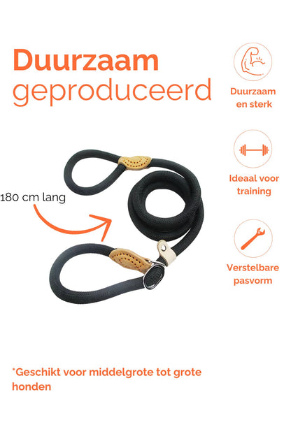Hondenriem Trainingslijn zwart 180 cm - Per stuk