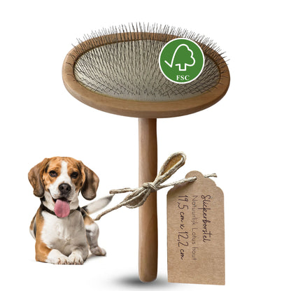 Hondenborstel Slickerborstel 19,5 x 12,2 cm Duurzaam Lotus hout - Per stuk